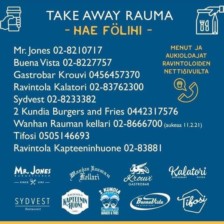 Korona keulii nyt hieman Raumalla, joten take awayt taas käyttöön. #Rauma #ravintolat #korona