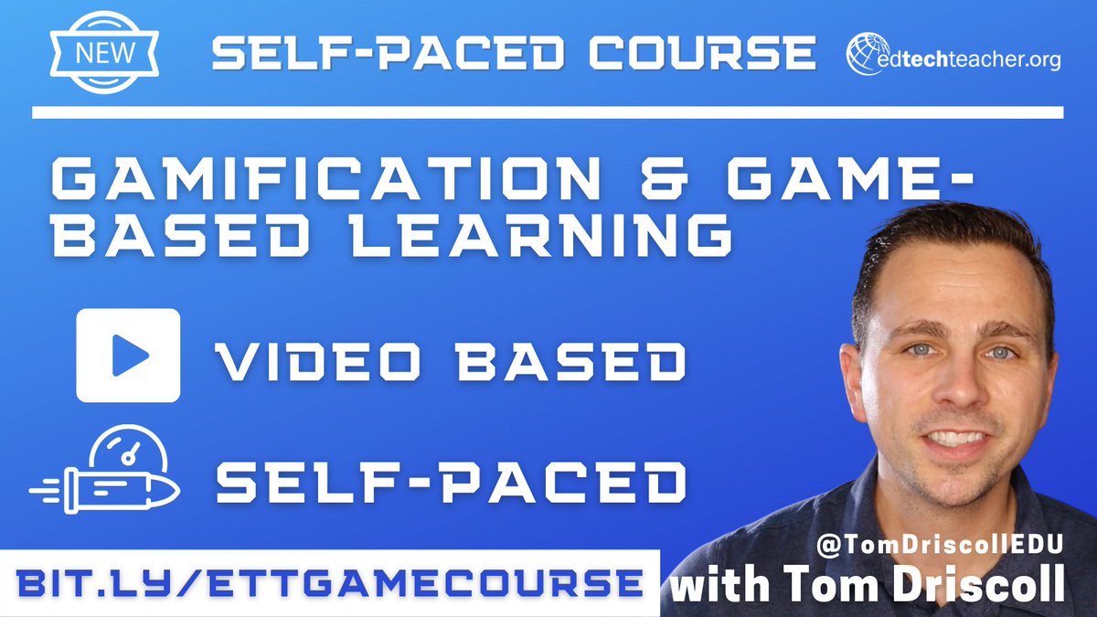 TomDriscollEDU's tweet photo. Excited to be launching a new self-paced @EdTechTeacher21 course today! Includes strategies for gamified assessments, gamified courses and game-based learning across the content areas. Learn more at https://t.co/BmrXDbQwZB   .  . https://t.co/AJ5Y5Voq6O