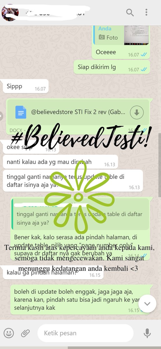 believedstore's tweet photo. #BelievedTesti 

Jasa #BelievedJokiTugas merapikan dokumen (dalam orderan ini merupakan dokumen skripsi) berupa format penulisan seperti jenis dan ukuran tulisan, numbering, paraghraph, pemberian caption pada gambar dan tabel, juga TOC dan TOF. 

Senin, 18 Januari 2021. https://t.co/oCncSxn3Xb