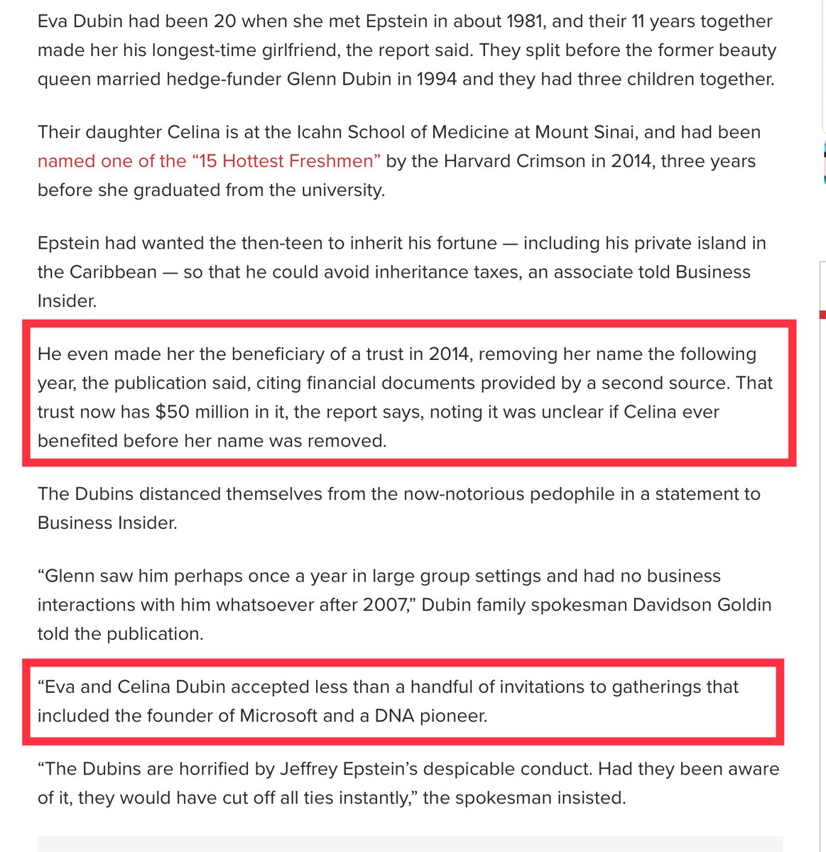 It appears Epstein wanted to marry her daughter and at one point made her the beneficiary to his Trust. And now we have a connection to ‘DNA pioneer’? Microsoft founder. You seriously cannot make up these connections. It’s all the usual disgusting... https://nypost.com/2019/12/18/jeffrey-epstein-wanted-to-marry-ex-girlfriends-teenage-daughter-who-called-him-uncle-jeff/