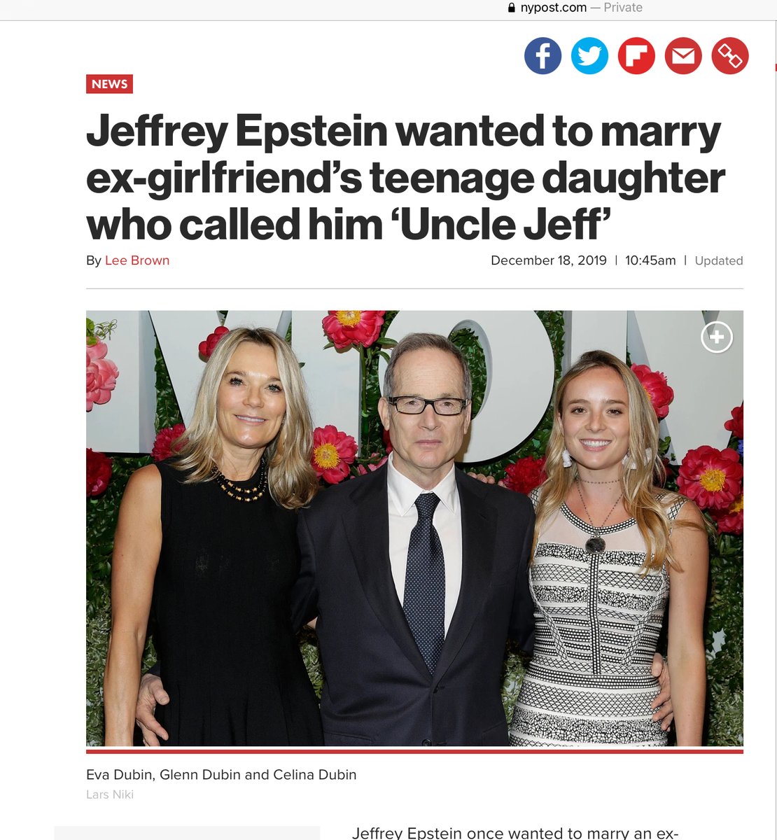 It appears Epstein wanted to marry her daughter and at one point made her the beneficiary to his Trust. And now we have a connection to ‘DNA pioneer’? Microsoft founder. You seriously cannot make up these connections. It’s all the usual disgusting... https://nypost.com/2019/12/18/jeffrey-epstein-wanted-to-marry-ex-girlfriends-teenage-daughter-who-called-him-uncle-jeff/