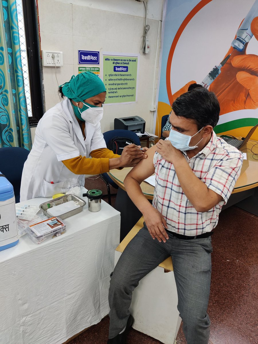 Got first dose of #CovidVaccine today, I am healthy and safe. Vaccine is safe and developed following scientific processes. Come forward get vaccinated when ur turn comes. Keep practicing key behaviours 😷, 👐🧼💧 6ft #LargestVaccineDrive #togetheragainstcovid19 @UNICEFIndia