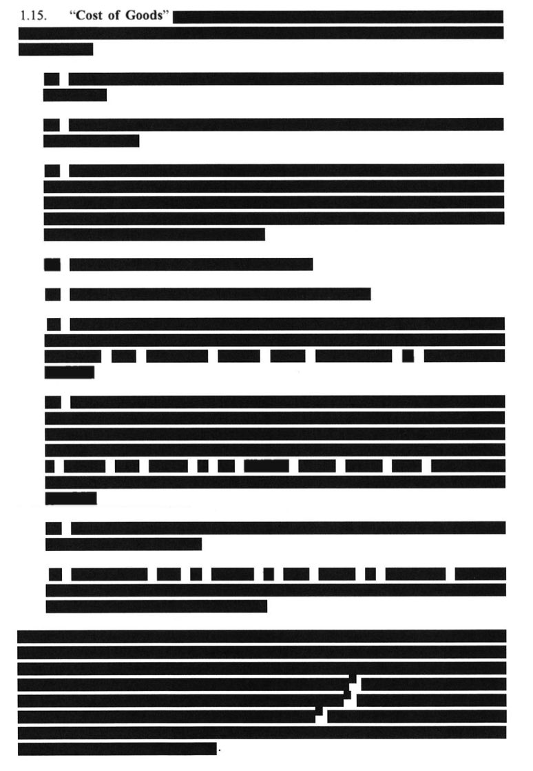 This is the definition of Cost of Goods. And there are a lot of other redactions. 6/