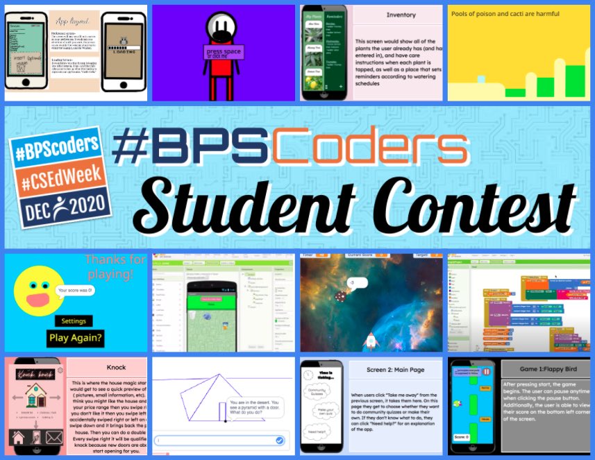 BPSTechnology's tweet photo. Congratulations to the winners of the 2020 #BPSCoders contest, sponsored by @BostonSIM. We received over 400 entries from all over @BostonSchools! Visit https://t.co/d131z3h1td for complete results. https://t.co/REkEOs99PM