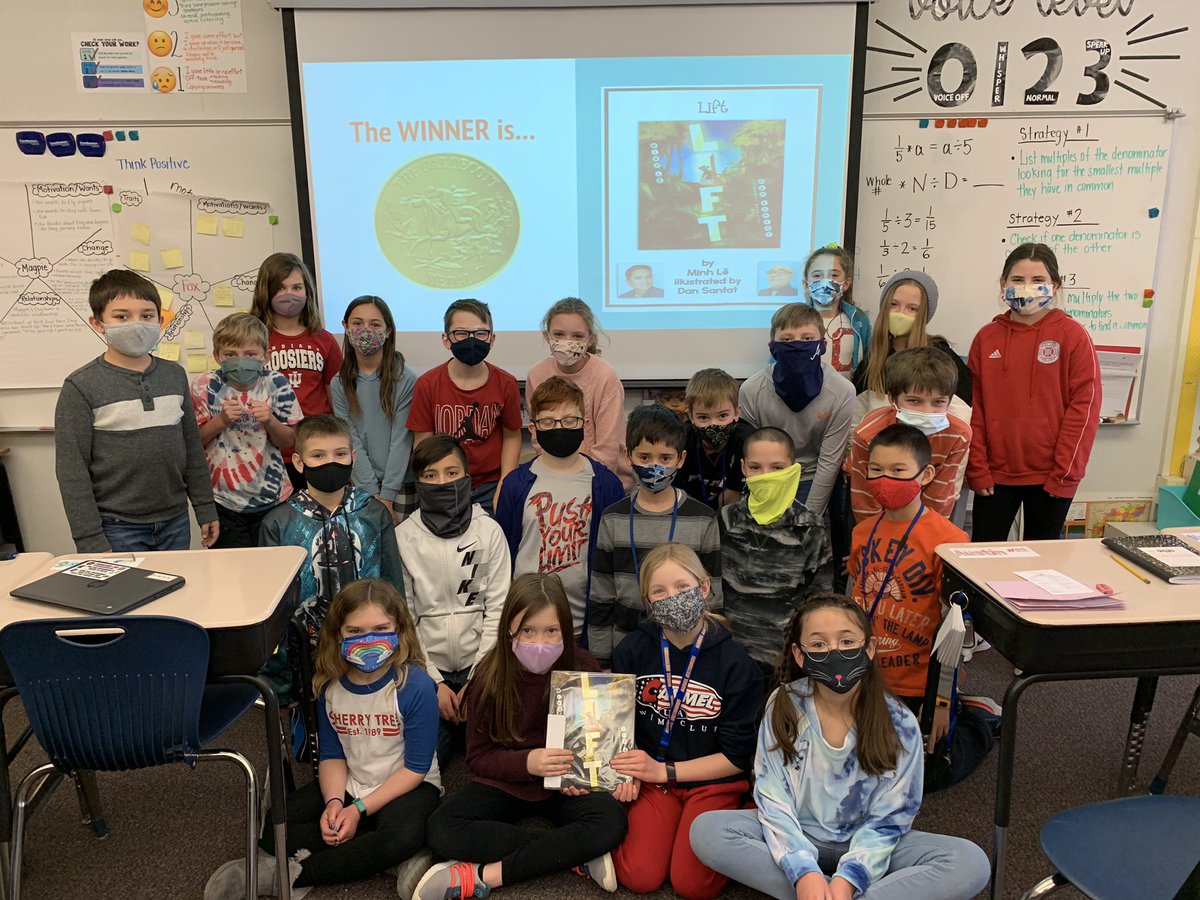 And the winner is...
LIFT by <a href="/bottomshelfbks/">Minh Lê</a> and <a href="/dsantat/">Dan Santat</a>!!! Fourth graders in <a href="/MrsKuznarsky/">Mrs. Kuznarsky</a> <a href="/CherryTreeElem/">Cherry Tree Elem.</a> read, analyzed, and debated 20 beautiful picture books and chose LIFT as the winner of their 2021 #MockCaldecott award. We ❤️ 📚!