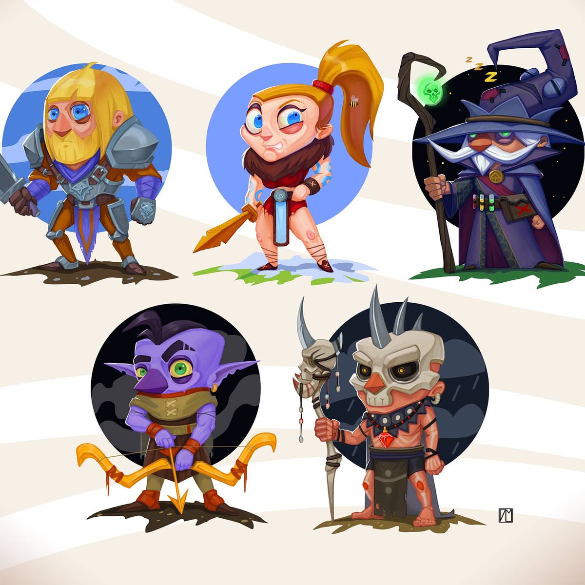 Cosmo__Carrot's tweet photo. Characters Design 

#characterdesign #concept #ArtistOnTwitter  #fantasy #barbarian #knight #wizard #shaman #archer #dnd #cg #digitalart #casualart https://t.co/1ehQQ6itO4