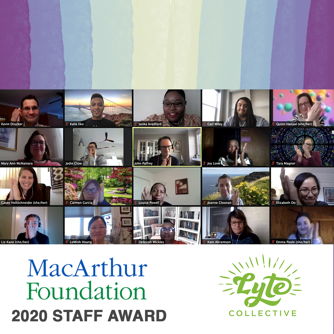 LYTECollective's tweet photo. So great to see our friends at @macfound yesterday! We're incredibly humbled and grateful for the support. Looking forward to giving you all a tour when we're open!
#ChicagoCommitment
More info on our 2020 Staff Award here - https://t.co/LJlO3InNDp https://t.co/enPqnfh8GT