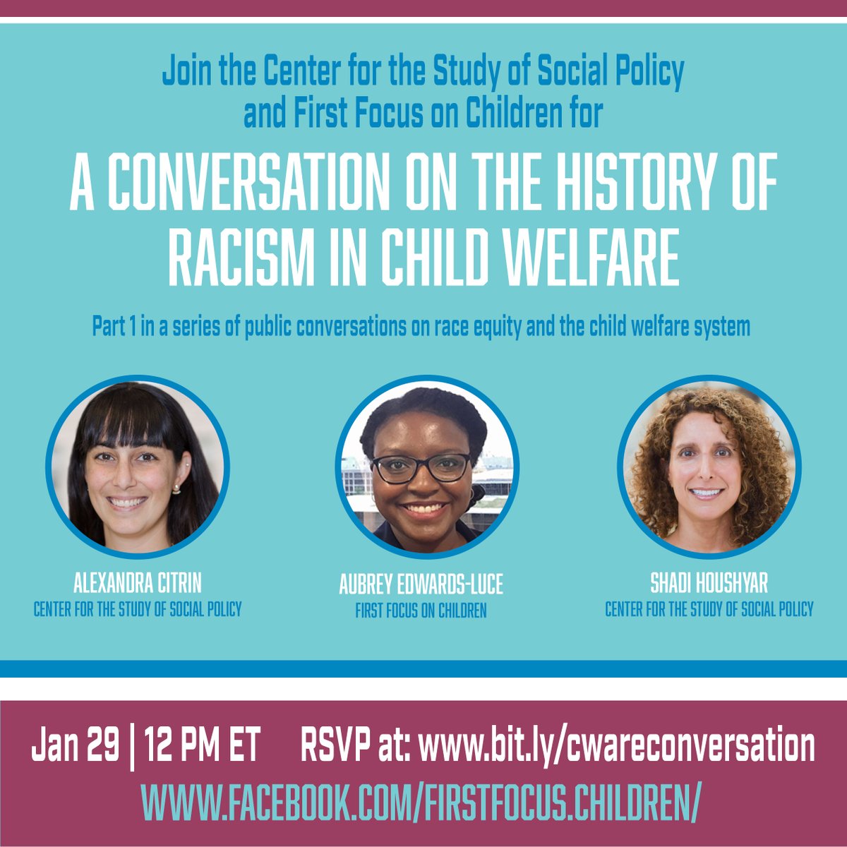 CtrSocialPolicy's tweet photo. HAPPENING NOW! Join CSSP and @First_Focus for a Facebook live discussion about race in the child welfare system. Tune into First Focus’ Facebook page at NOON ET today and be part of the conversation! #FosterUnderstanding

https://t.co/TYDyL0bykg https://t.co/m4NivnodgC