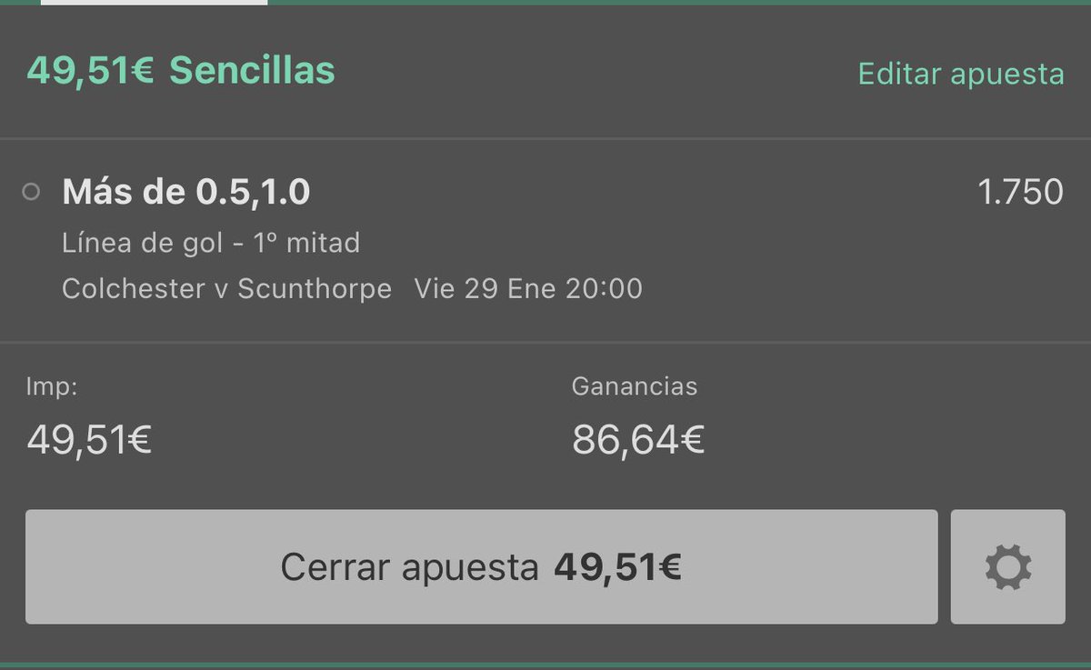 TipsterTools's tweet photo. MINI RETO 5X 👉 PASO 6 ⚽️ Colchester vs Scunthorpe

👉 https://t.co/col6jSuzJQ

#apuestasfutbol #bet365 #apuestasganadoras #apuestasonline #apuestas #tipstertools #futbolmania #apuestasdeportivas #tipster #tipsters #pronosticosdeportivos #apuestasegura #apuestas #reto5x https://t.co/nSZaN645Sn