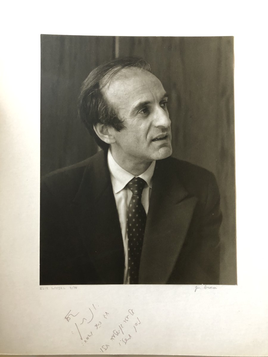 JonathanGroner's tweet photo. @bnwomeh I photographed Elie Wiesel when he was speaking in the Chicago area in 1975.  He later signed the print for me. https://t.co/w6M2l05sFa