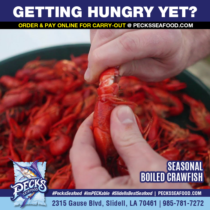LIVE &amp; BOILED CRAWFISH - Sold by the pound. Only available seasonally. Please call about availability, current price, and to order for carry-out (985-781-7272) #PecksSeafood #imPECKable #SlidellsBestSeafood #FoodPics #NomNom #InstaFood