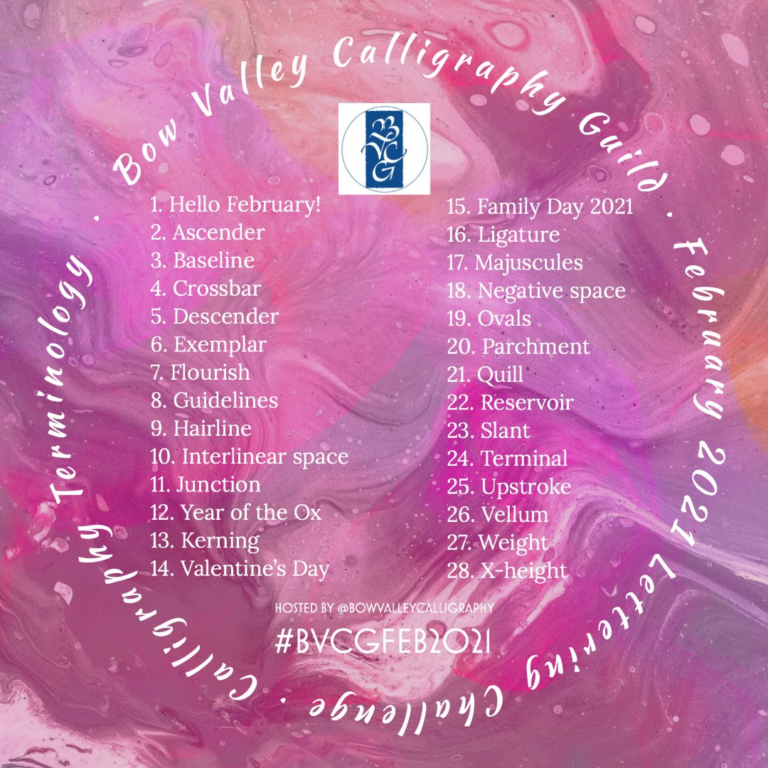 BV_Calligraphy's tweet photo. Join us for our February Lettering Challenge.  All lettering styles welcome.

Be sure to tag @bowvalleycalligraphy and use the #bvcgfeb2021 so I can repost your work.  

#brushlettering #fauxcalligraphy #calligraphy #moderncalligraphy #handlettering  #letteringlove #handwriting https://t.co/WWlJTtHwvA