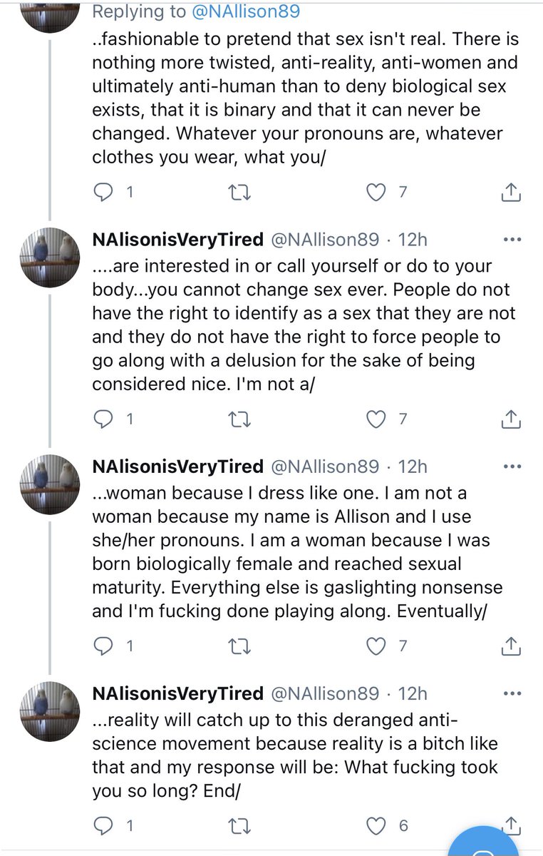 In other words, what this terf says about identity is almost right. She is not a woman bc her name is Allison. She is a woman bc she is identified as a woman in taxonomies of legal, political, and cultural power. She is *identified* as a woman.