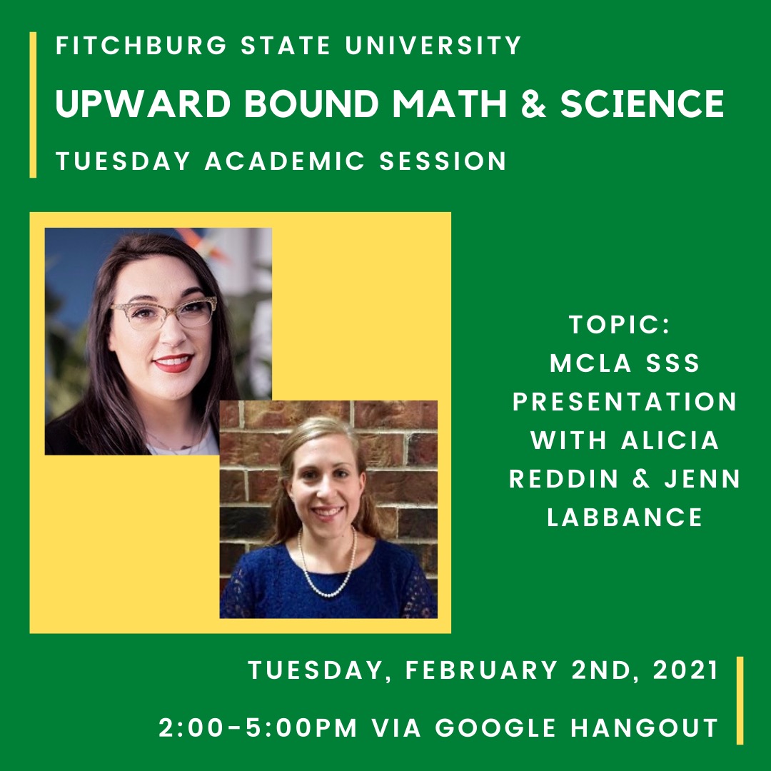 MCLATRIO's tweet photo. We are looking forward to speaking the the Trio Upward Bound Math & Science participants at @Fitchburg_State University #trioworks #Makeitmcla #MCLA https://t.co/qEU9znPfyb
