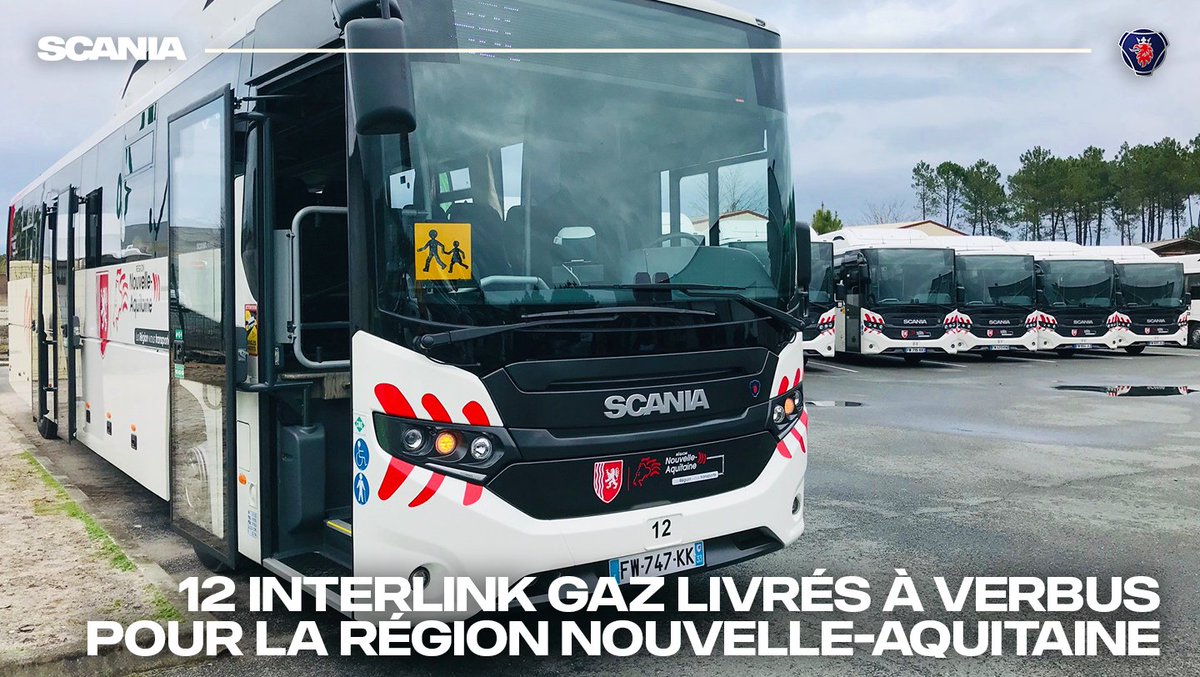 ScaniaFrance's tweet photo. Livraison de 12 Scania #Interlink LD gaz (GNC) à la société #VERBUS dans le cadre de la transition énergétique souhaitée par la région @NvelleAquitaine Merci de votre confiance ! #ScaniaFrance #GNV https://t.co/De4cMKegm3