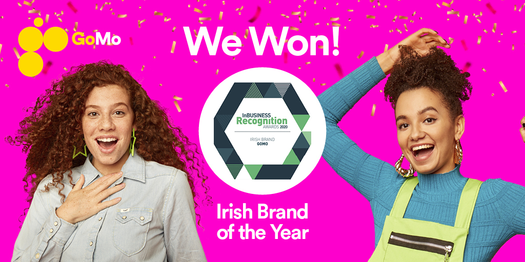 gomoireland's tweet photo. 🏆 We won Irish Brand of the Year! 🎉
We’re over the moon 🌙 to have won the award for Irish Brand of the Year at @INBUSINESSIRE @CHAMBERSIRELAND Recognition Awards 2020
#GoMo #InBusiness2020 https://t.co/GjjChXrTqG