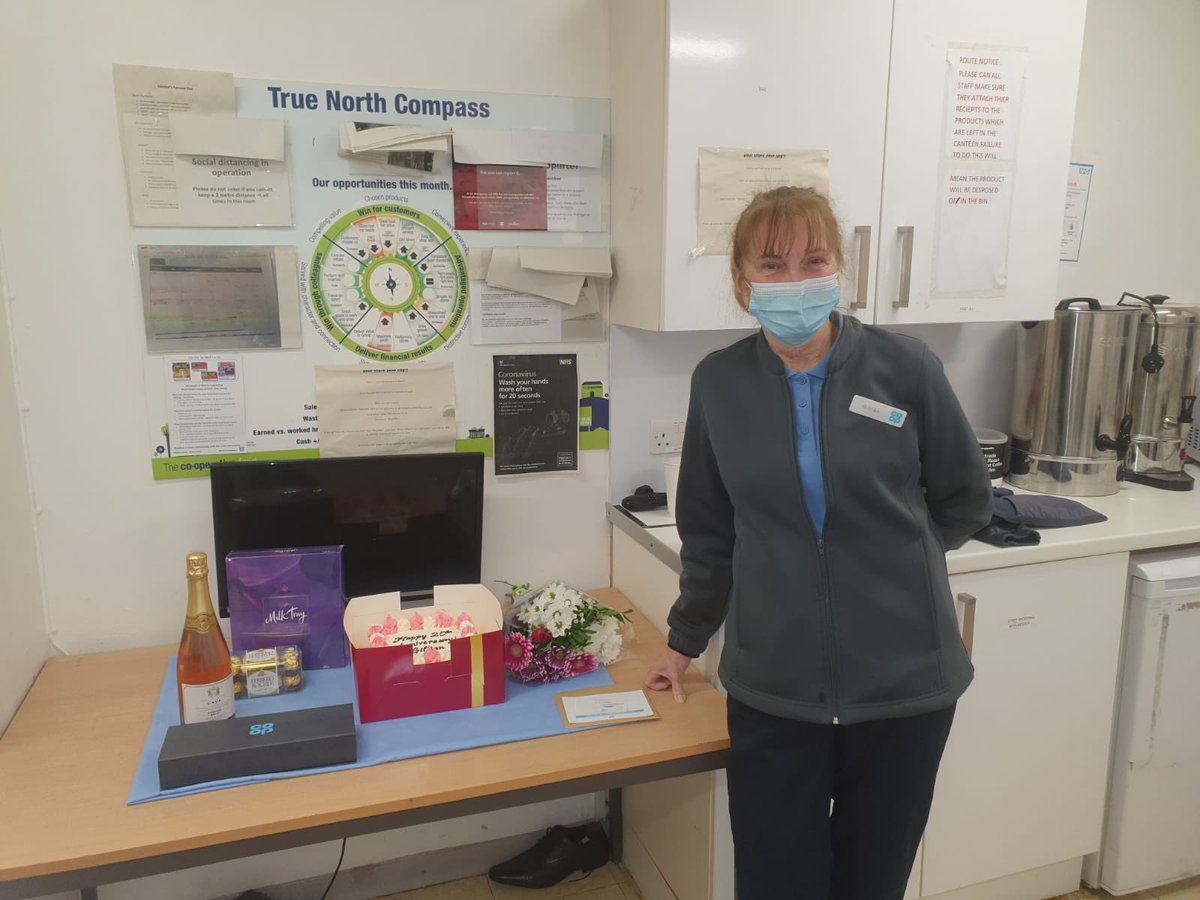 leesells2's tweet photo. More celebrations this week as Gillian celebrated her 20th year!!!With us she’s been amazing in my time @coopuk well hall and still continues to deliver great customer service day in day out. Congratulations🎉🎉🎉 #20years #celebrations @PeterBatt3 @SarahCarlucci @MatthewRYoung https://t.co/pwhqh0HgEN