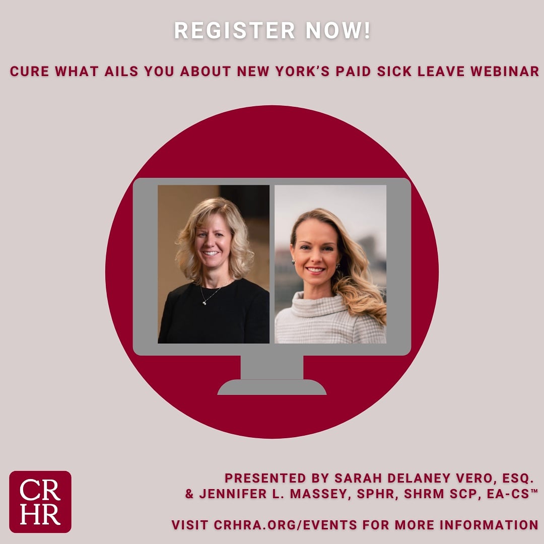 Cure What Ails You About New York’s Paid Sick Leave Webinar

Thursday, February 4, 2021 | 11:45 AM - 1:00 PM

Registration information here: crhra.org/index.php?opti…

#CRHRA #NYSPSL