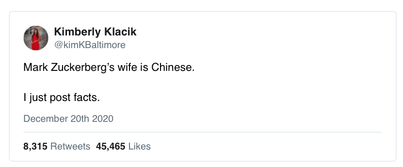 oliverdarcy's tweet image. Kimberly Klacik is a panelist on Fox News&apos; &quot;Outnumbered&quot; today. Here are a few of her tweets from December.