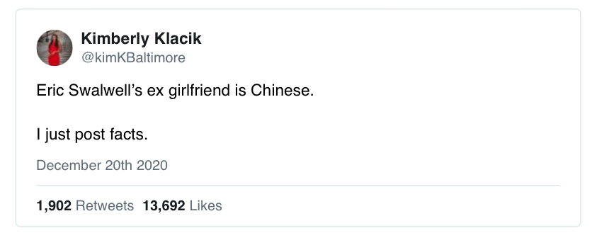 oliverdarcy's tweet image. Kimberly Klacik is a panelist on Fox News&apos; &quot;Outnumbered&quot; today. Here are a few of her tweets from December.