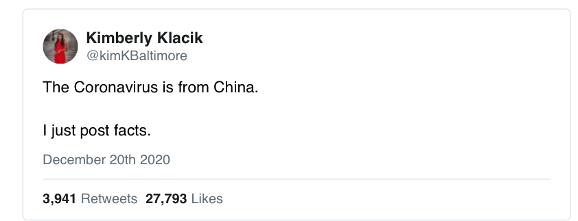 oliverdarcy's tweet image. Kimberly Klacik is a panelist on Fox News&apos; &quot;Outnumbered&quot; today. Here are a few of her tweets from December.