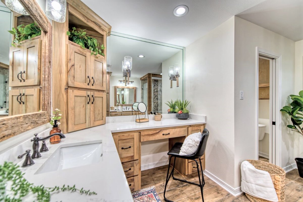 Y'all....This #bathtransformation is CRAZY good! Check out the #beforeandafter pictures. Our client's #rusticmaster #bathroomremodel is finished &amp; ready for the handoff. So honored to work with this wonderful couple again and look forward to future projects in the coming months.