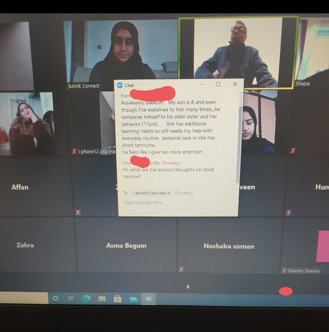 BameConnect's tweet photo. Thank you Dr Abdul Shakoor @TOGMind for hosting our Coffee &amp; Connect, 17 ladies from the #BAME community benefited. You covered so many things from myths around the #CovidVaccine to #positiveparenting we look forward to working with you in the future @oldhamcares @OldhamCouncil https://t.co/RXrFw5v9sa