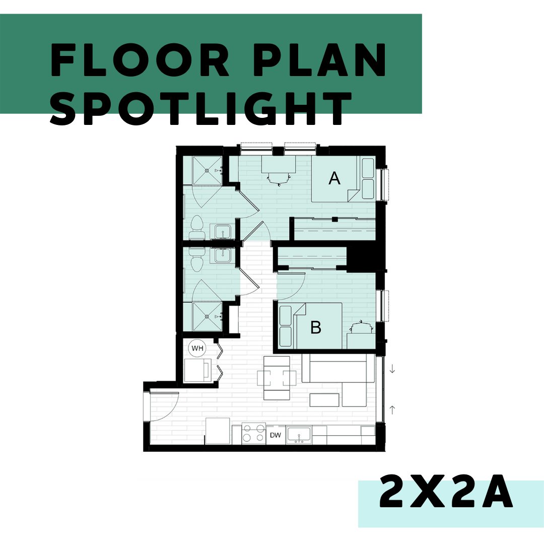 HubLansing's tweet photo. #FloorPlanSpotlight! Today we're showing off our 2 bedroom/ 2 bathroom unit! See below for more information! ⬇️ ⁠
⁠
⭐ Room prices starting at $1,019⁠
⭐ Approximate size: 683 Sq. Ft.⁠
⁠
Check out our website's "floor plan" tab for more options. 💻 https://t.co/nV0jqr6MXM