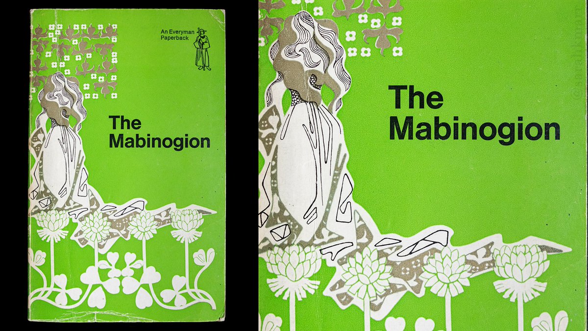 "The Mabinogion", trans. Gywn Jones & Thomas Jones, Everyman's Library 1097, Dent, 1974—Peter Whiteman's beautiful cover features Blodeuwedd, surrounded by flowers & golden petals/claws. Definitely the unofficial companion edition to "The Owl Service". — #OwlService bonus/22