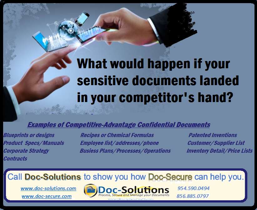 DocSolutions_'s tweet image. ** Competitive Advantage Confidential Documents **
Copying, Sharing, Printing, Screen Capturing are easy ways for Sensitive Documents to land in the wrong hands...
Doc-Secure can put your mind to ease.
doc-secure.com 
#documentsecurity #theftprevention #trustedemployee