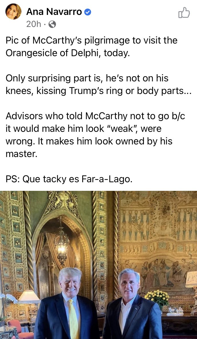 Sue77080283's tweet image. #McCarthyMustGO    #GOPtraitors     So much for unity and moving on with the GOP.  #SCUMBAGS