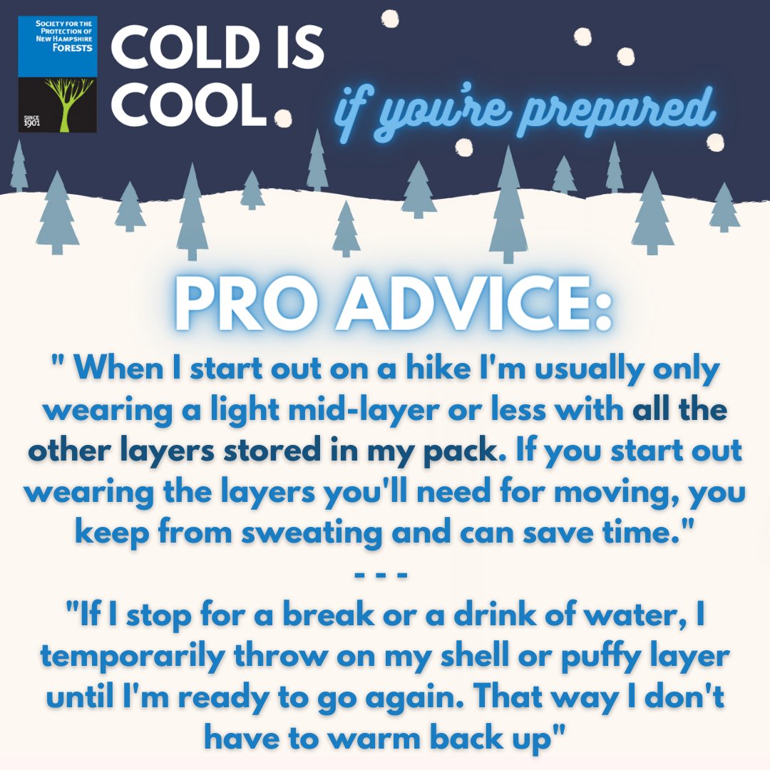 Forest_Society's tweet photo. ❄️Brrrr... it's going to be a freezing weekend in #NH! Here are a few tips about gearing up to enjoy the outdoors. Visit https://t.co/mmQ5W0UJcn for more resources on winter safety. #ColdisCool #HikeSafe #NHwinter #ExploreNH #BeSafeBeWellBeLocal https://t.co/MkcZ2blozq