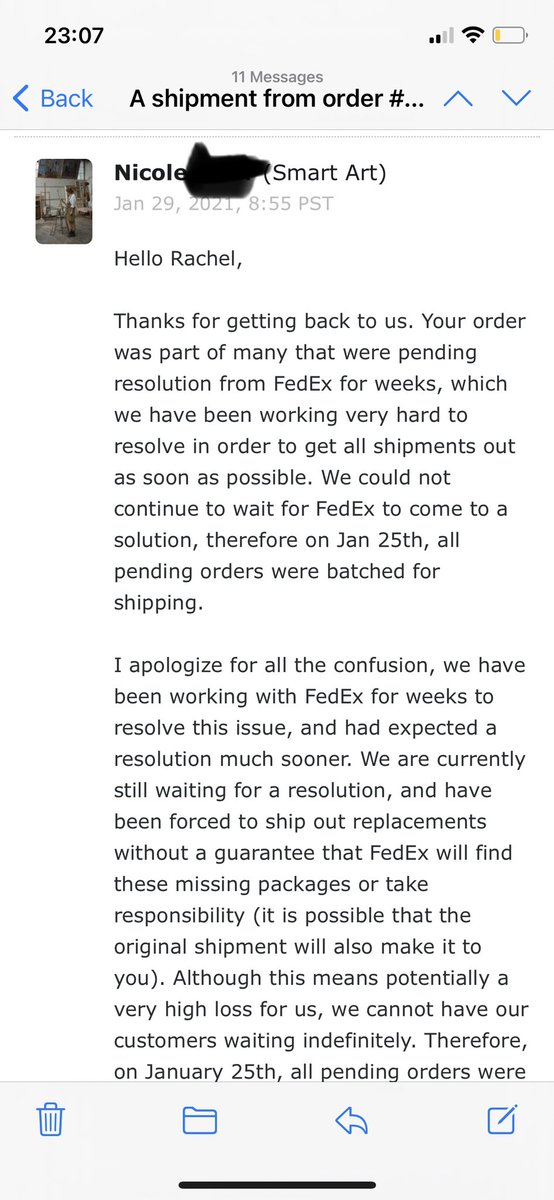 raachron's tweet photo. @BuntonVikki @Miss_Taffie @SmartArtBox @JosiahBrooks FYI latest email from SmartArt - not sure if it’s copy paste but they acknowledge the possibility of a refund at the bottom so hoping you guys get to this point soon. https://t.co/qbIedkot6S