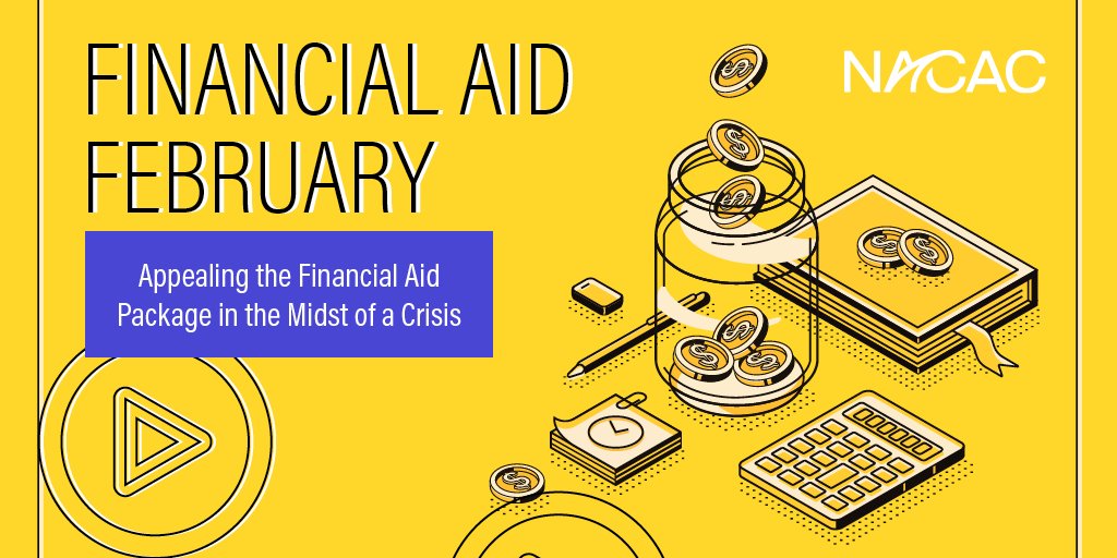 NACAC's tweet photo. With millions of Americans unemployed, understanding #financialaid appeals is more important than ever. Learn more and register at https://t.co/4SEpJhEiyR. Free with the #NACACVirtualConference & only $25 for #schoolcounselors! #hscchat #scchat https://t.co/LAMjiqlQEE