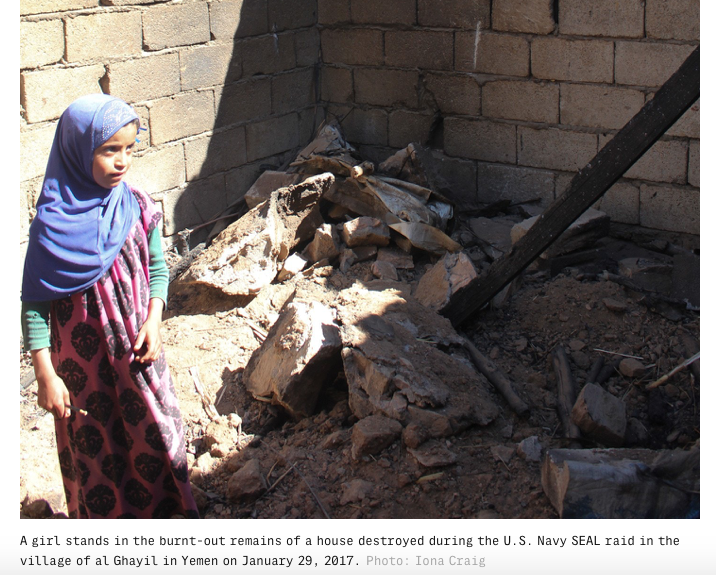 The SEAL attack on the village of al Ghayil—which killed 25 civilians—was approved by Donald Trump after just 9 days in office. U.S. Apaches fired at anything moving, destroying 12 buildings while villagers were still asleep in them.