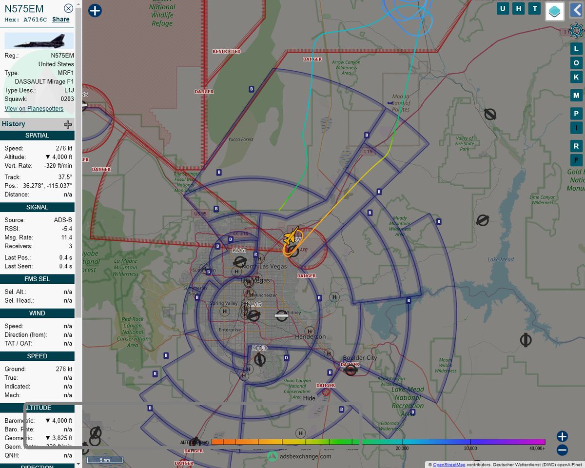 MULTI ADSBX MANOEUVRING ALERT : At time Fri Jan 29 23:17:52 2021 #N575EM was likely to be manoeuvring at FL251 near Lincoln County, Nevada, United States #AvGeek #ADSB globe.adsbexchange.com/?icao=A7616C&z…