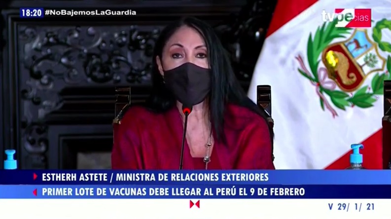 noticias_tvperu's tweet photo. EN VIVO | Elizabeth Astete, ministra de Relaciones Exteriores: "Respecto a AstraZeneca, son 14 millones de vacunas planificadas para el segundo semestre del año. Sin embargo, está abierta la posibilidad de que lleguen antes". ►https://t.co/s9pGg4sS7F https://t.co/lVzsXpYvW7