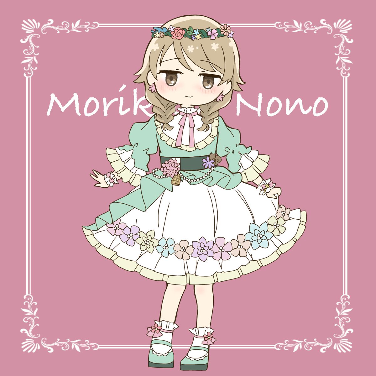 morikubo nono 1girl solo jewelry earrings dress twin braids braid  illustration images