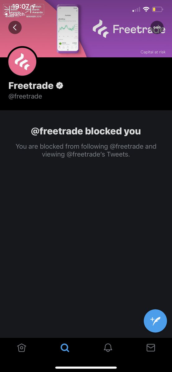 EdwardEconomis2's tweet photo. @freetrade @dgetrading ⛔️ BLOCKED BY FREETRADE for asking simple questions. Warning to all. Is this how you deal with your customers? @doddsie (CEO) is this how you treat your customers? https://t.co/Rv6GEJoVls