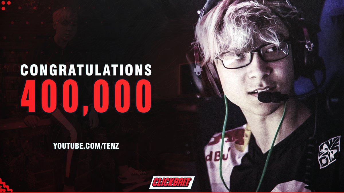 Congratulations @TenZ_CS on reaching 400,000 Subscribers on YouTube!