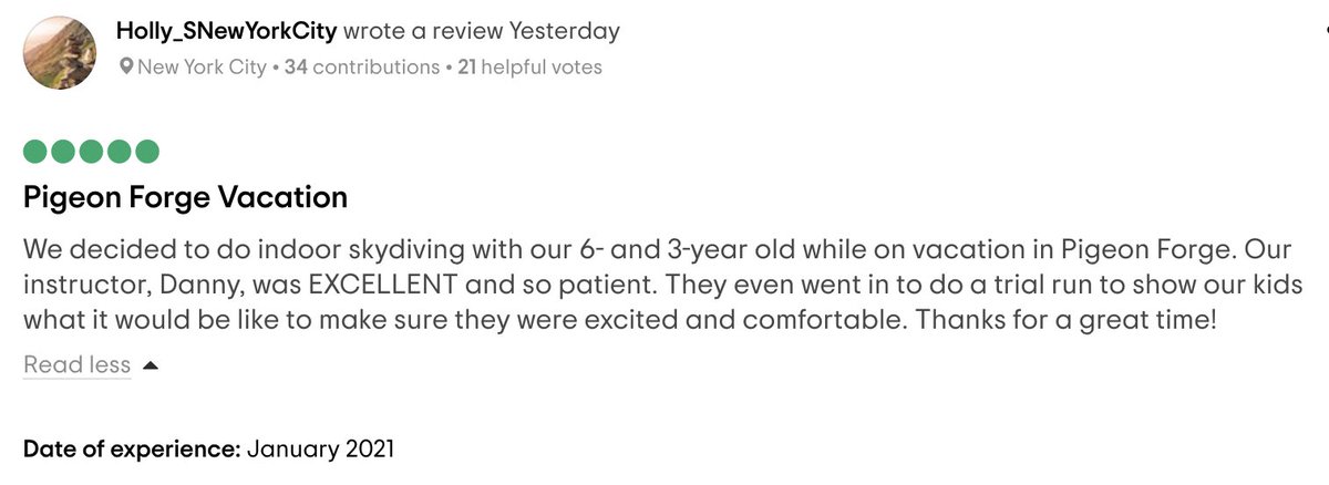 Thank you for this kind review on @TripAdvisor Holly! We always want our customers to feel comfortable while having fun here at Flyaway!