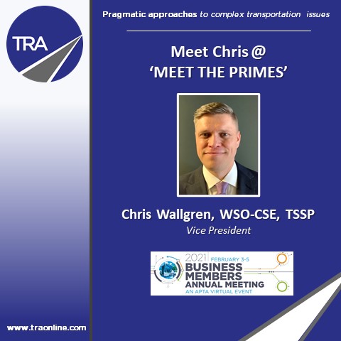 tra_inc's tweet photo. Headed to the @APTA_info Business Members Annual Meeting? Join TRA's CHRIS WALLGREN at the MEET THE PRIMES session...Thurs., Feb. 4th. 

https://t.co/TmdXuEaG4G

#TRA #transportation #meettheprimes #APTA #teaming https://t.co/gEoKo8cQHx