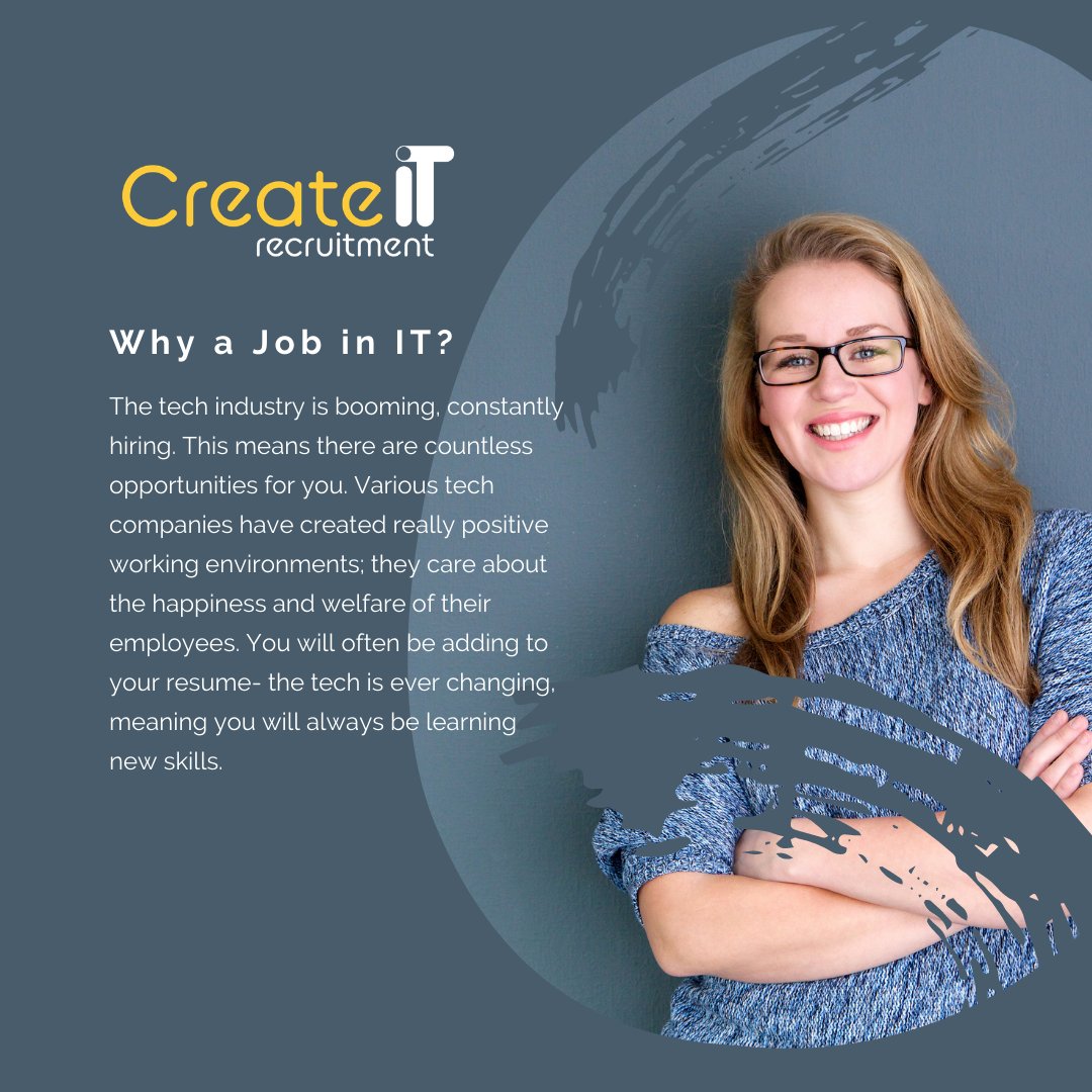 CreateITRec's tweet image. Reasons to get a job in IT…