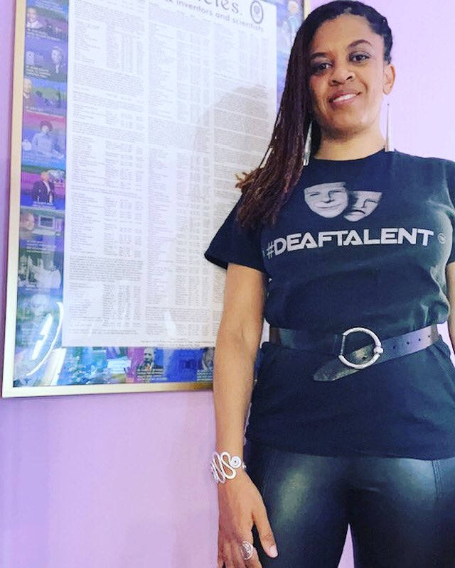 DeafShowRunner's tweet photo. Check out my sistergurl, Kristi Merriweather sporting #DeafTalent®️t-shirt! 🤩We have known each other for 20 years. She is the next Bianca Lawson. How I know? I saw a talent in her the first time we met! She just don’t know it yet! #elevatinghiddengems🎭
https://t.co/3SrzSfM15W https://t.co/0eev0mx5H2