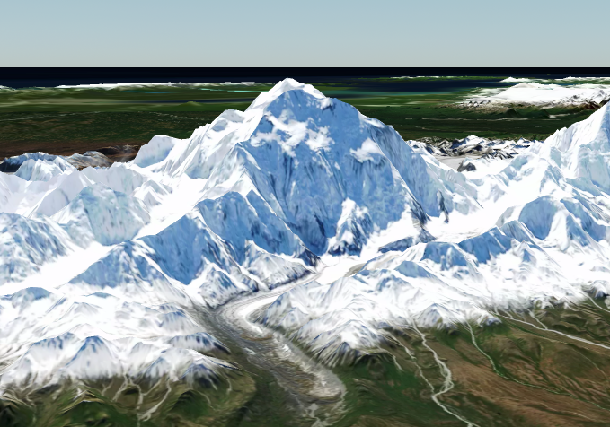Mapbox's tweet photo. At 20,310 feet, Denali is the highest peak in the US and the northernmost mountain above 6,000 meters in the world. Use #mapboxstudio to create your own 3D landscapes and share them with @Mapbox: https://t.co/HdJbFcuTWO https://t.co/40qrhoMC0w