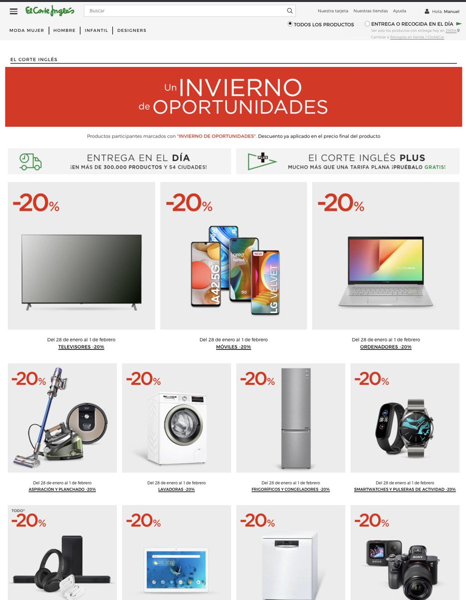 PromoCodigos's tweet image. ❗️Finde de ‘Día sin IVA’ en El Corte Inglés 🔥

20% de descuento adicional en muchísimas de sus secciones de electrónica, informática, electródomésticos y mucho más.. Y encima en Rebajas! así que gran oportunidad para pillar más de un chollo! ⚡

Aquí ➡️  bit.ly/TvnZBN