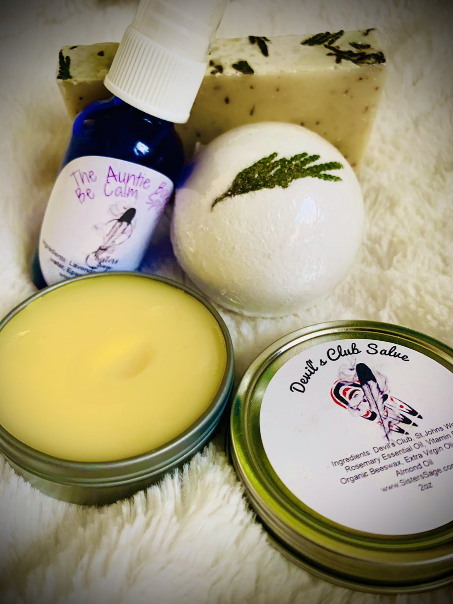 To recover from a brutal week, I’m grateful my Sister Sage products arrived!! Beautifully crafted products & at affordable rates. Founders Lynn-Marie & Melissa-Rae Angus are Gitxaala, Nisga’a, and Metis Nations. Also,  @cblackst, they make bath bombs!  https://sisterssage.com/pages/about-us 