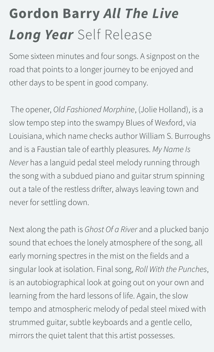 New review of my EP ‘All The Live Long Year’ by the folks at LonesomeHighway.com 🙏
