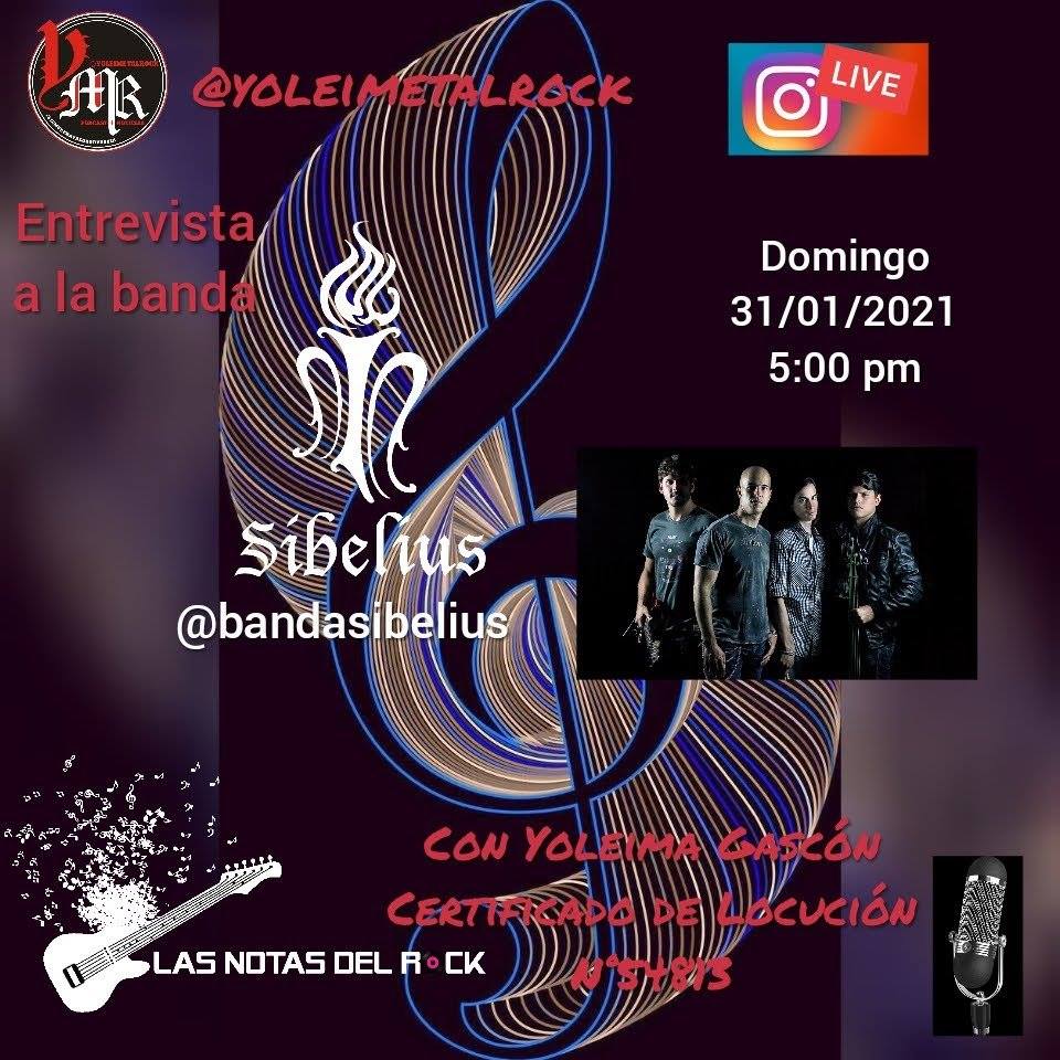 ATENCIÓN NUEVA FECHA!!!

EL PRÓXIMO DOMINGO 31 DE ENERO 

Las Notas del Rock entrevista a <a href="/BandaSibelius/">Sibelius</a> desde las 5 pm, através del <a href="/instagram/">Instagram</a> <a href="/yoleimetalrock/">Yoleimetalrock 🤘🎤🎸🥁✌️🎵🎶👊</a> 

Conducido por Yoleima Gascón!

No te la pierdas!!!