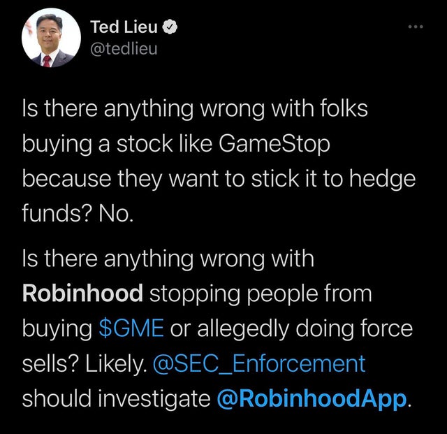 20/ Some shady behavior starts going down:Robinhood, TD Ameritrade, and more, all start restricting people's ability to buy  $GME (as well as other "meme-stonks" like  $AMC,  $BB,  $NOK, and more).This pours gasoline on what is already a raging viral fire 